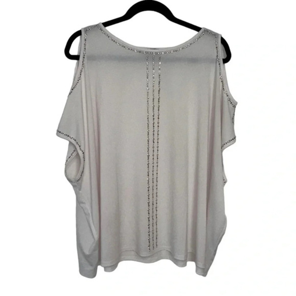Belldini Los Angeles 2X/3X off white jeweled cold shoulder‎ tunic top
